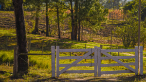 rural property gated fence